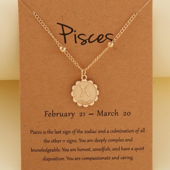 gold tone horoscope pendant boho necklace - Picture 7 of 14